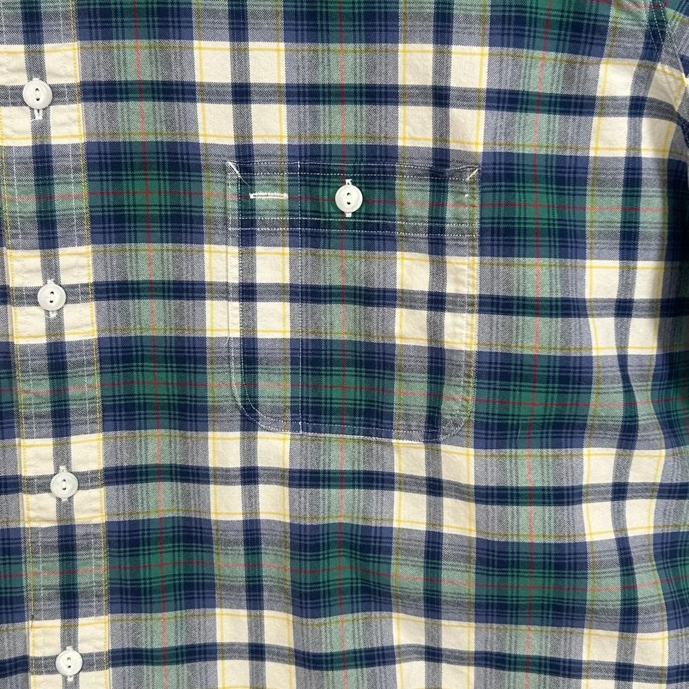 Polo Ralph Lauren Oxford Shirt Mens 3XB Big Tartan Plaid Green Navy Short Sleeve